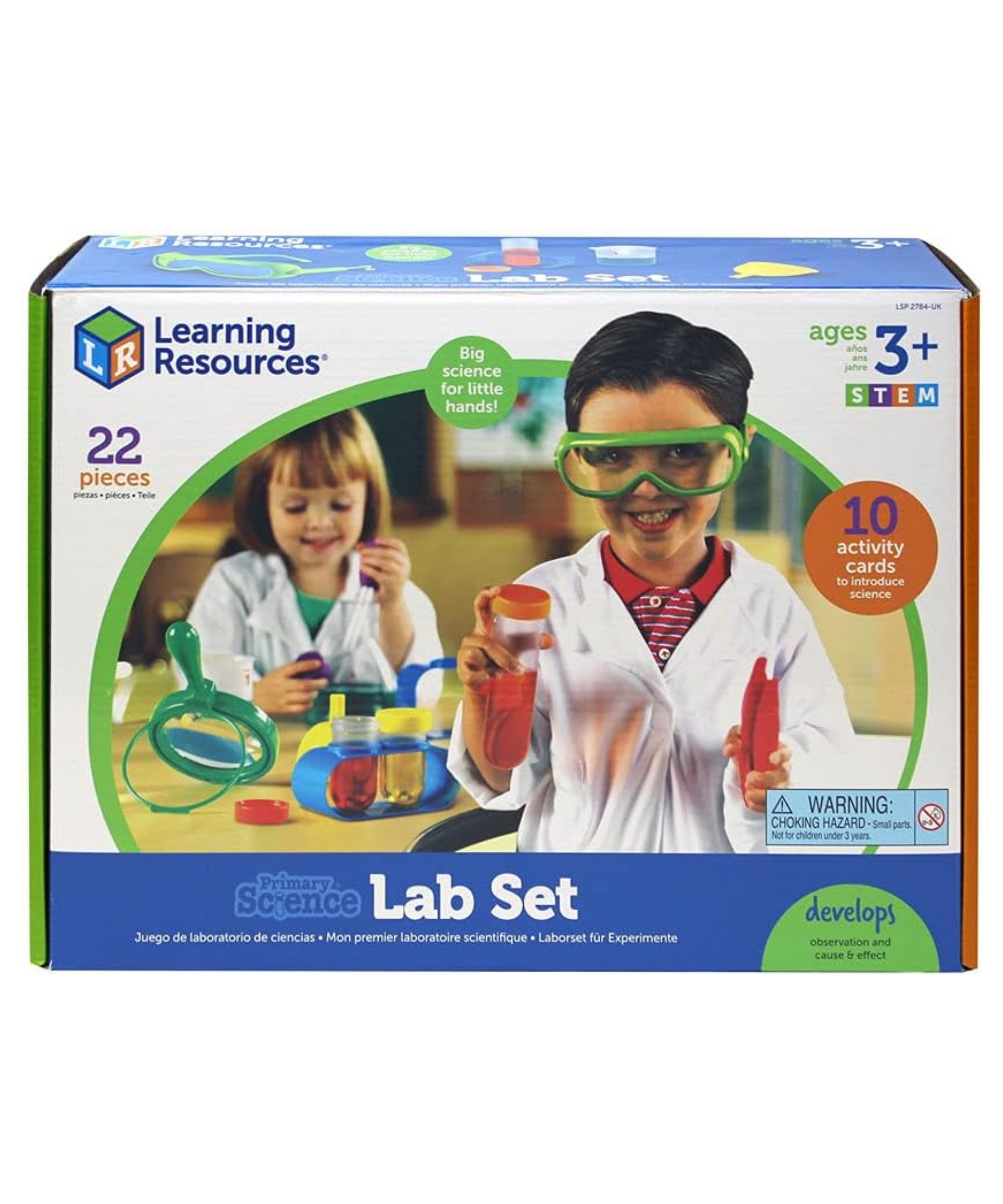 مجموعة مختبر العلوم الأساسية من Learning Resources®، أدوات علمية حقيقية للأطفال، تجارب عملية، تتضمن 10 بطاقات أنشطة، للأعمار من 3 سنوات فما فوق