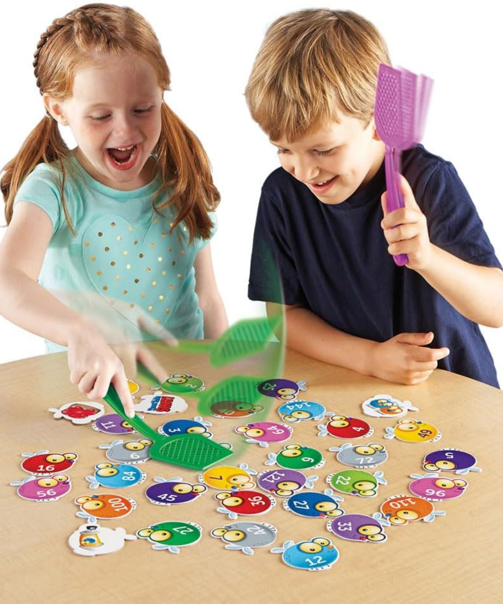موارد تعليمية، لعبة ضرب ممتعة للأطفال، تمارين على جدول الضرب من 2 إلى 12، تتضمن 132 ذبابة ملونة، 4 مضربات ودليل أنشطة، للأعمار من 6 سنوات فما فوق، تعليمات متعددة اللغات