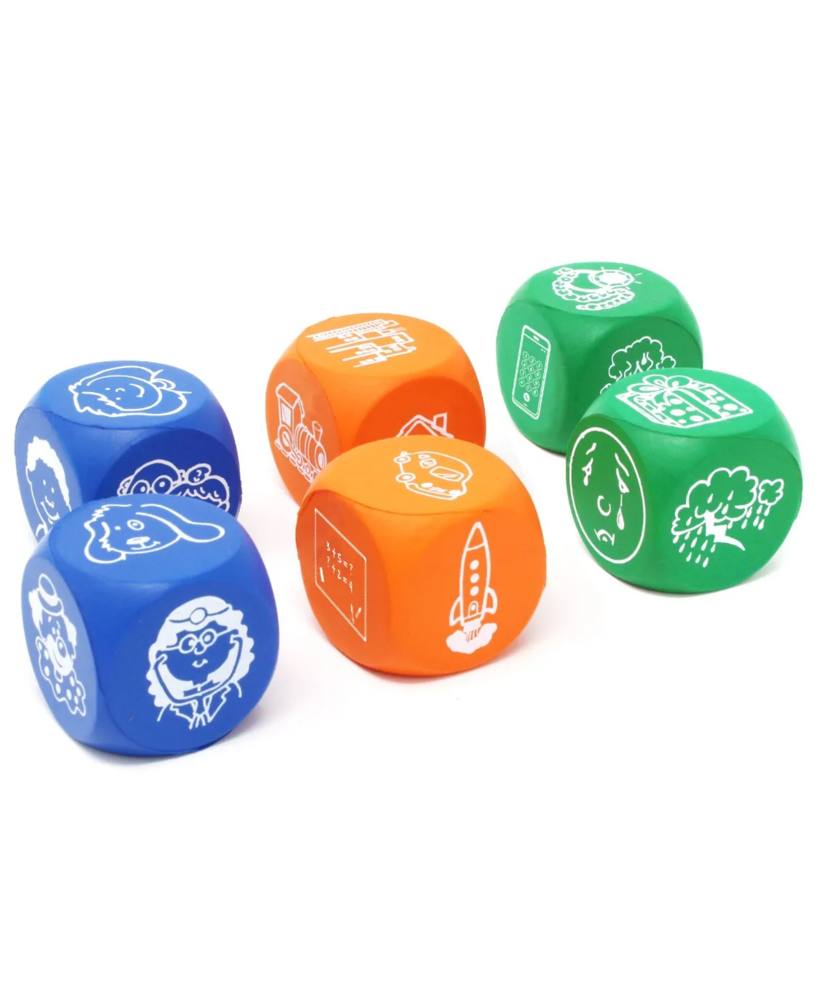 موارد التعلم - مكعبات صور لبدء القصة، لعبة سرد قصص إبداعية ومفردات، مجموعة من 6 قطع، موارد التعلم