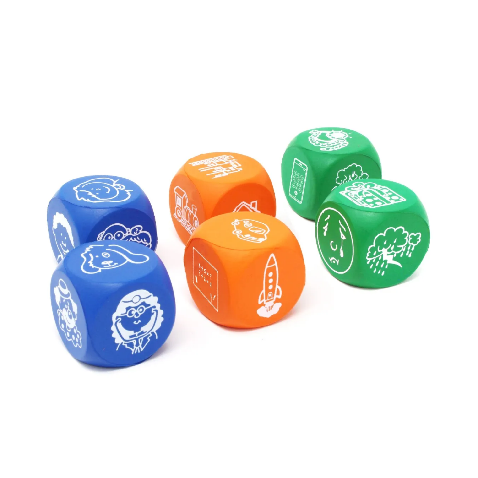 موارد التعلم - مكعبات صور لبدء القصة، لعبة سرد قصص إبداعية ومفردات، مجموعة من 6 قطع، موارد التعلم