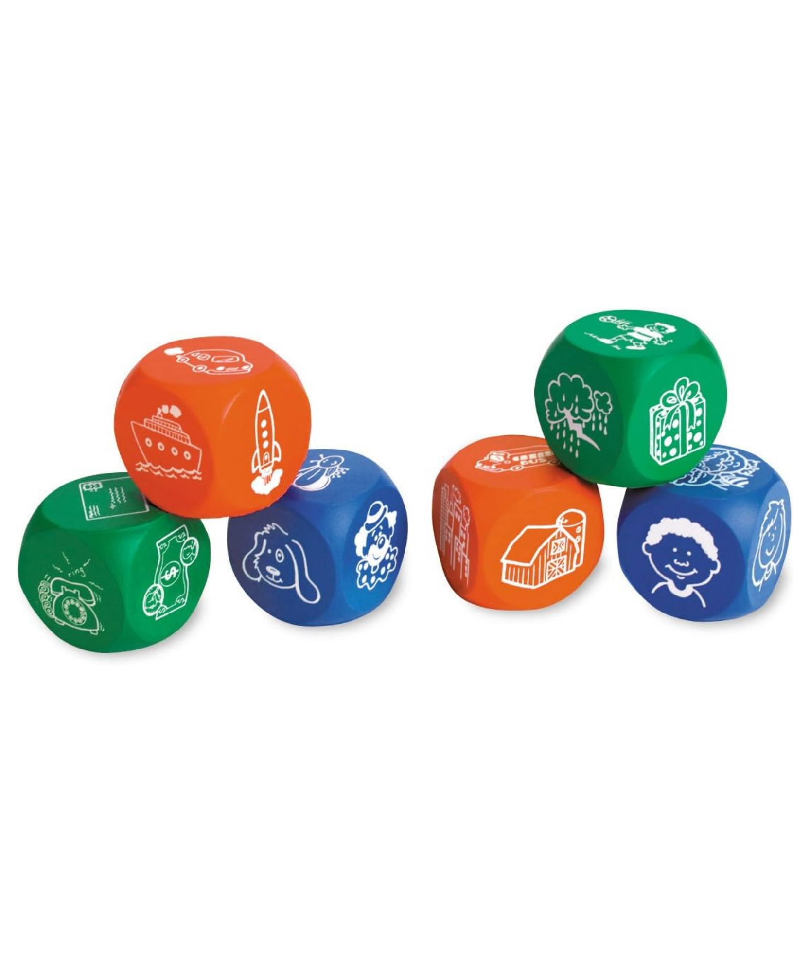 موارد التعلم - مكعبات صور لبدء القصة، لعبة سرد قصص إبداعية ومفردات، مجموعة من 6 قطع، موارد التعلم