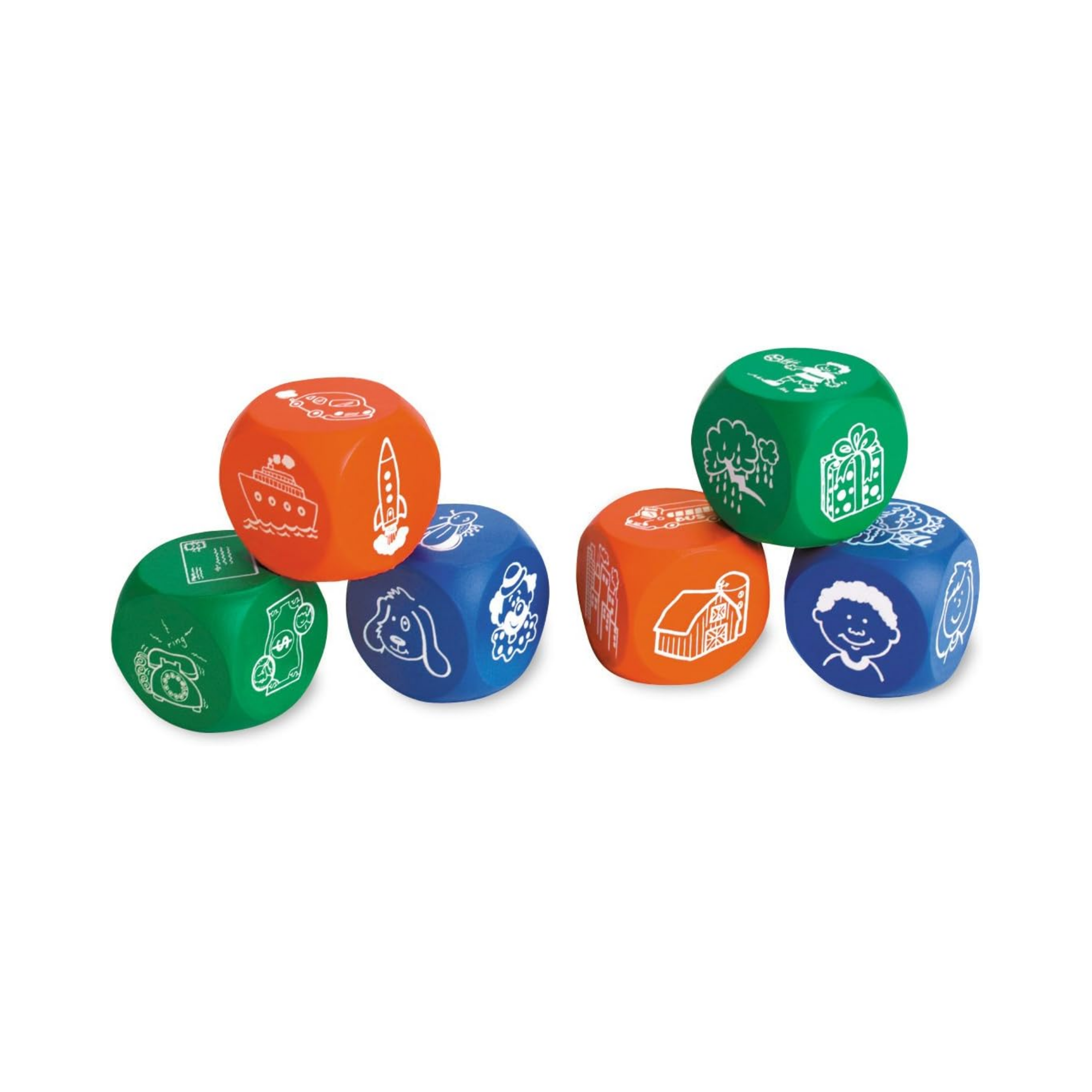 موارد التعلم - مكعبات صور لبدء القصة، لعبة سرد قصص إبداعية ومفردات، مجموعة من 6 قطع، موارد التعلم