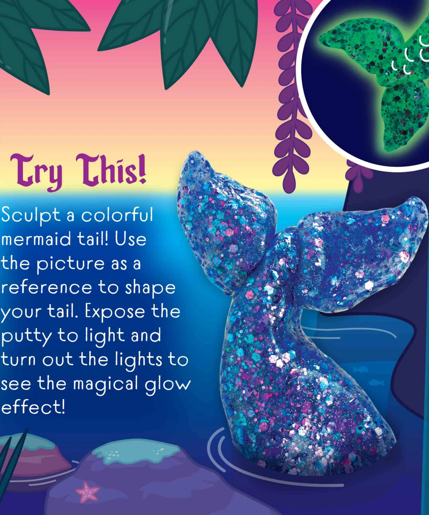 معجون التفكير المضيء في الظلام من Crazy Aaron's Mermaid Tale، علبة 4 بوصات مع 90 جرامًا من معجون اللعب الحسي غير السام الذي لا يجف أبدًا، لعبة فيدجيت إبداعية ناعمة الملمس للأولاد والبنات من سن 3 سنوات فما فوق