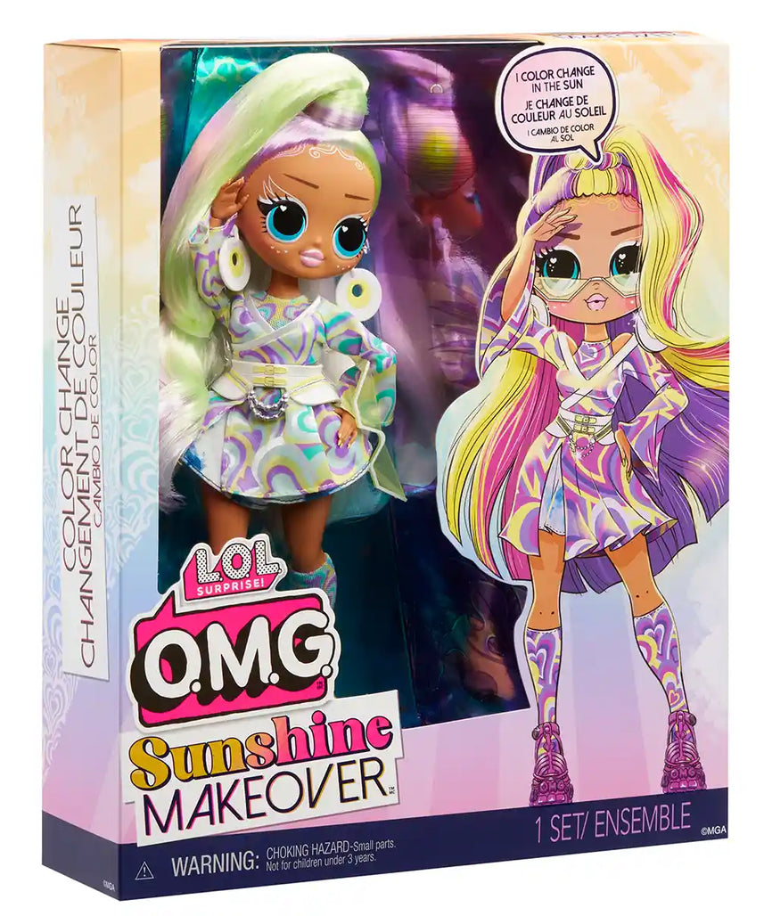 LOL Surprise OMG Sunshine Makeover Fashion Doll Sunrise, Color-Changing Hair and Fashions, Stylish Accessories, Articulated Doll for Kids Ages 5-8