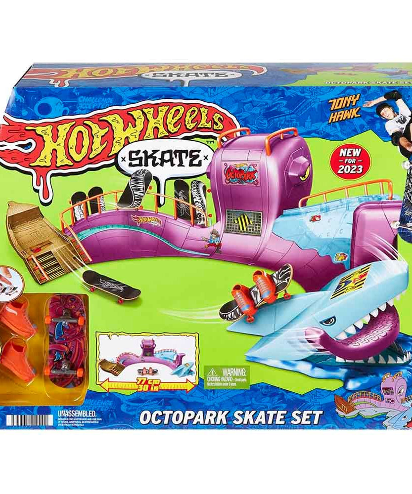مجموعة ألعاب هوت ويلز سكيت أوكتوبارك مع لوح أصابع حصري وأحذية تزلج قابلة للإزالة، ومنحدر لوح أصابع للأطفال ولعبة تزلج