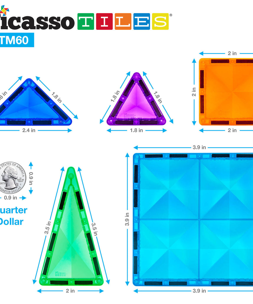 Picasso Tiles Magnetic Mini Diamond Building Toy Blocks Set 101-Pieces