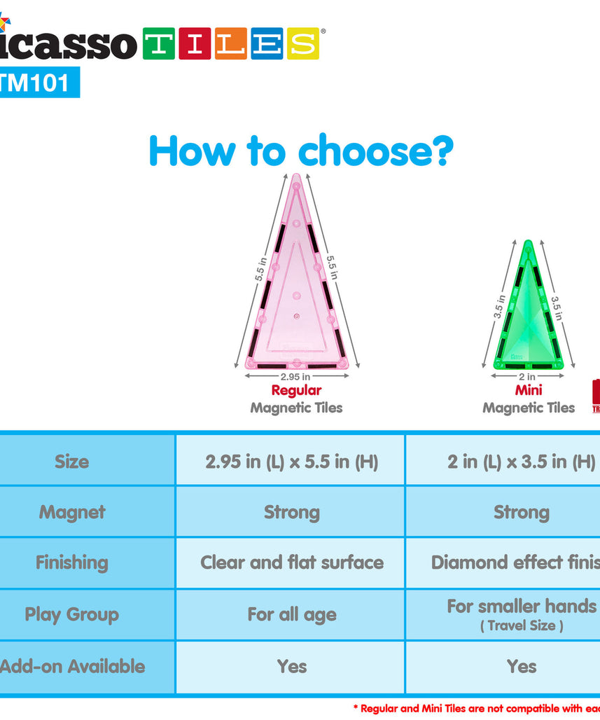 Picasso Tiles Magnetic Mini Diamond Building Toy Blocks Set 101-Pieces