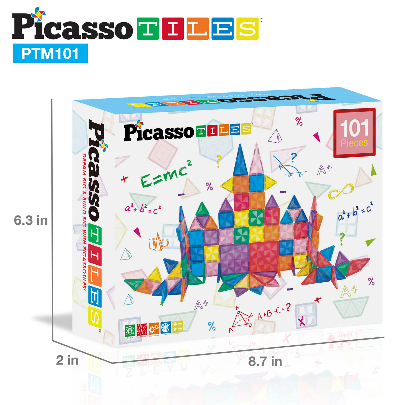Picasso Tiles Magnetic Mini Diamond Building Toy Blocks Set 101-Pieces