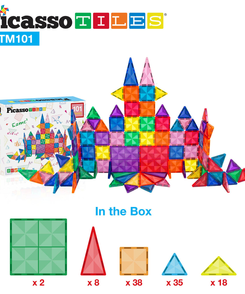 Picasso Tiles Magnetic Mini Diamond Building Toy Blocks Set 101-Pieces