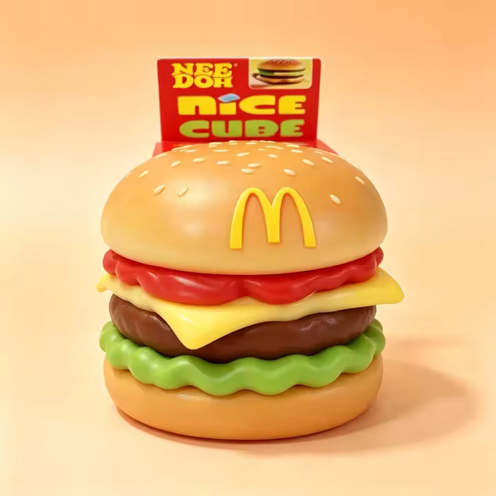 NeeDoh Nice Cube Hamburger Squishy Toy Super Solid Squish Burger Fidget Toy, Slow Rising Sensory Stress Relief Squeeze Toy for Kids and Adults Ages 3+
