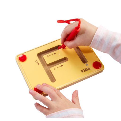 VIGA Magnetic Writing Board Uppercase Letters Set, Wooden Alphabet Learning Toy, 26 Pieces, Pre Writing Practice, Fine Motor Skills, Montessori Style Educational Toy, Ages 3+