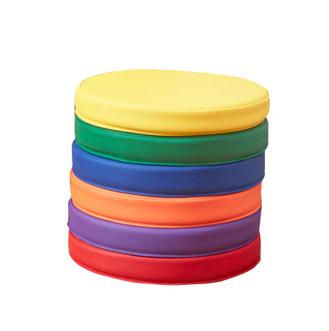 SoftScape Round Floor Cushions 15 Inch 6 Piece Set, Kids Flexible Seating with Handles and Non Slip Base, Foam Classroom and Playroom Floor Pillows, Ages 2+