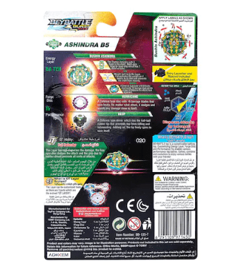 BeyBattle Burst Takara Tomy Bushin Ashindra B5, S4 W1 Starter Beyblade with Launcher and Ripcord, Defense & Attack Spinning Top for Kids