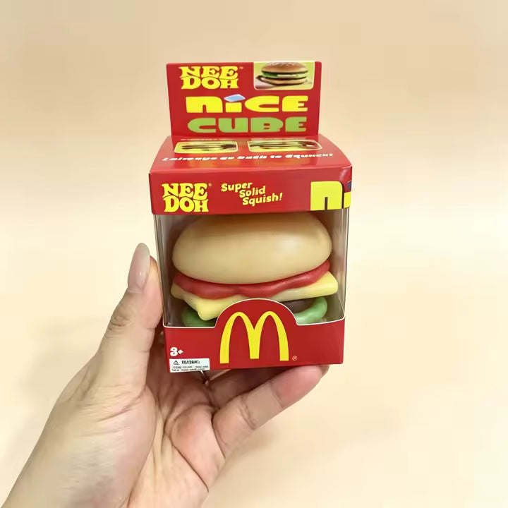 NeeDoh Nice Cube Hamburger Squishy Toy Super Solid Squish Burger Fidget Toy, Slow Rising Sensory Stress Relief Squeeze Toy for Kids and Adults Ages 3+