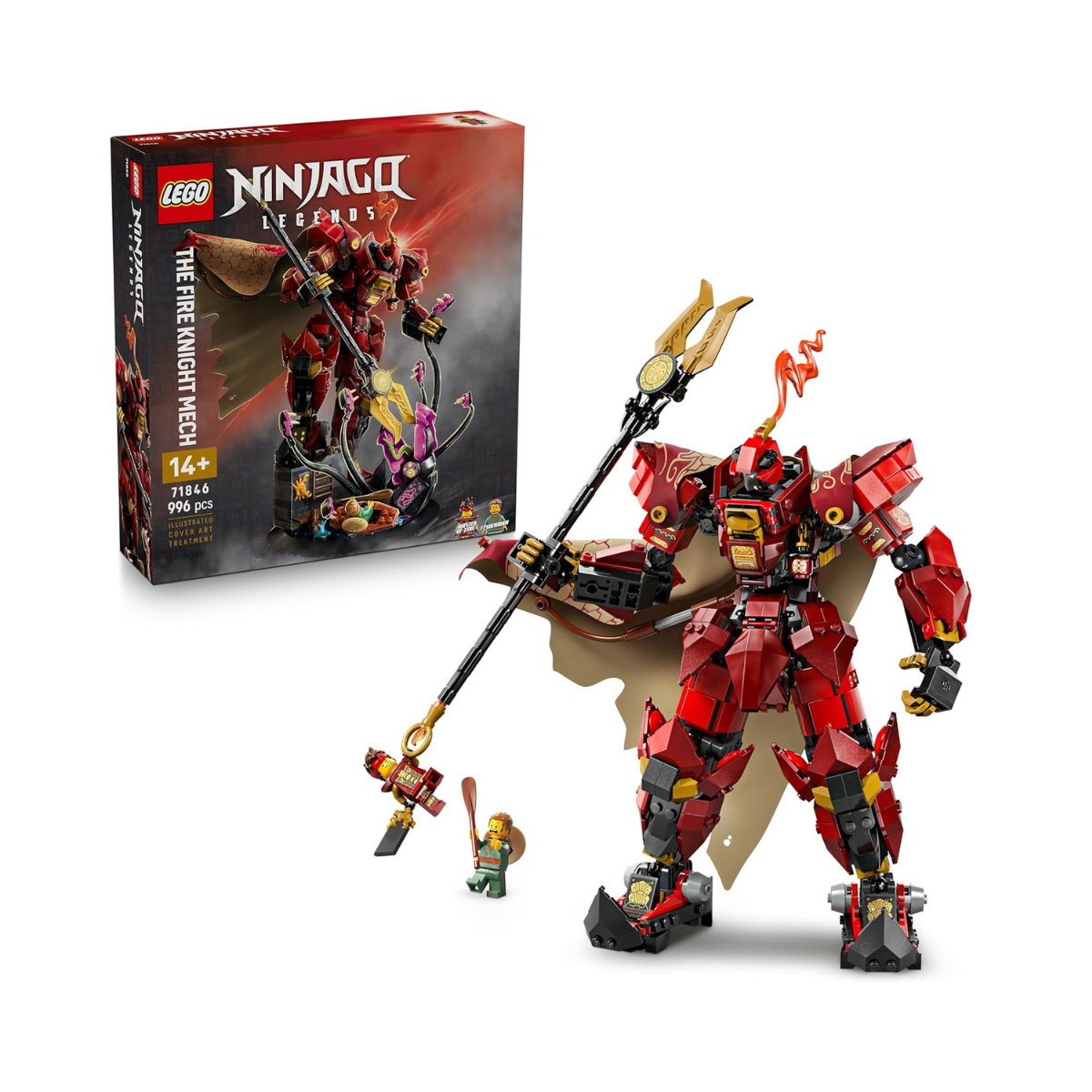 LEGO Ninjago The Fire Knight Mech Toy - Monstrosity Building Set with a Posable Figure, 2 Minifigures & a Sea Monster on a Display Stand - Birthday Gift for 14+ Year Old Boys and Teenagers - 71846