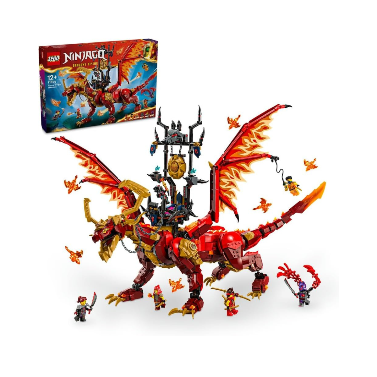 LEGO NINJAGO Source Dragon of Motion Figure Set, Ninja Adventure Toys for Boys & Girls, with 6 Minifigures Incl. Characters Kai & Arin, Dragons Rising Birthday Gift for kids & Teens aged 12 Plus 71822