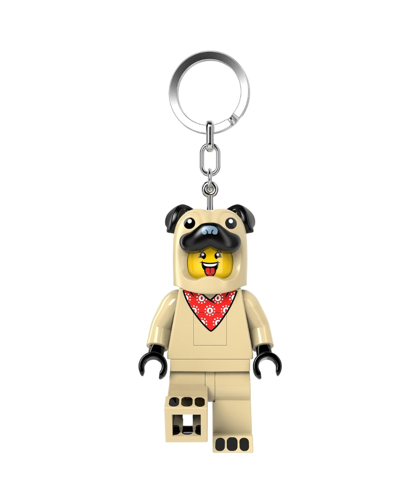 LEGO Minifigures Large 3 Inch Tall Figure Keychain Light - Pug Costume Guy (KE213H), White