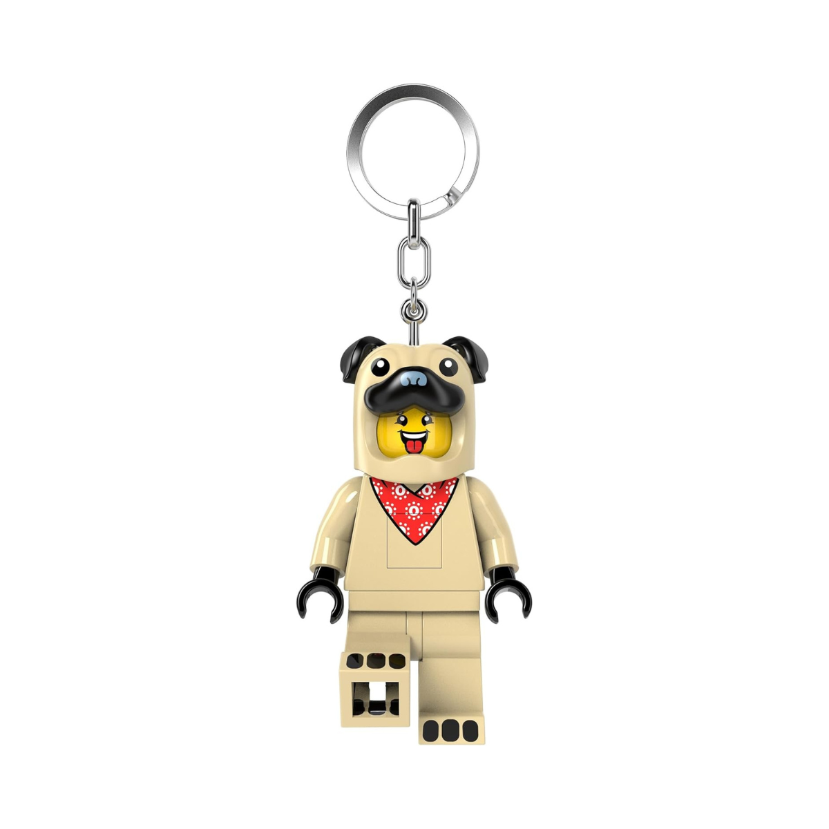 LEGO Minifigures Large 3 Inch Tall Figure Keychain Light - Pug Costume Guy (KE213H), White