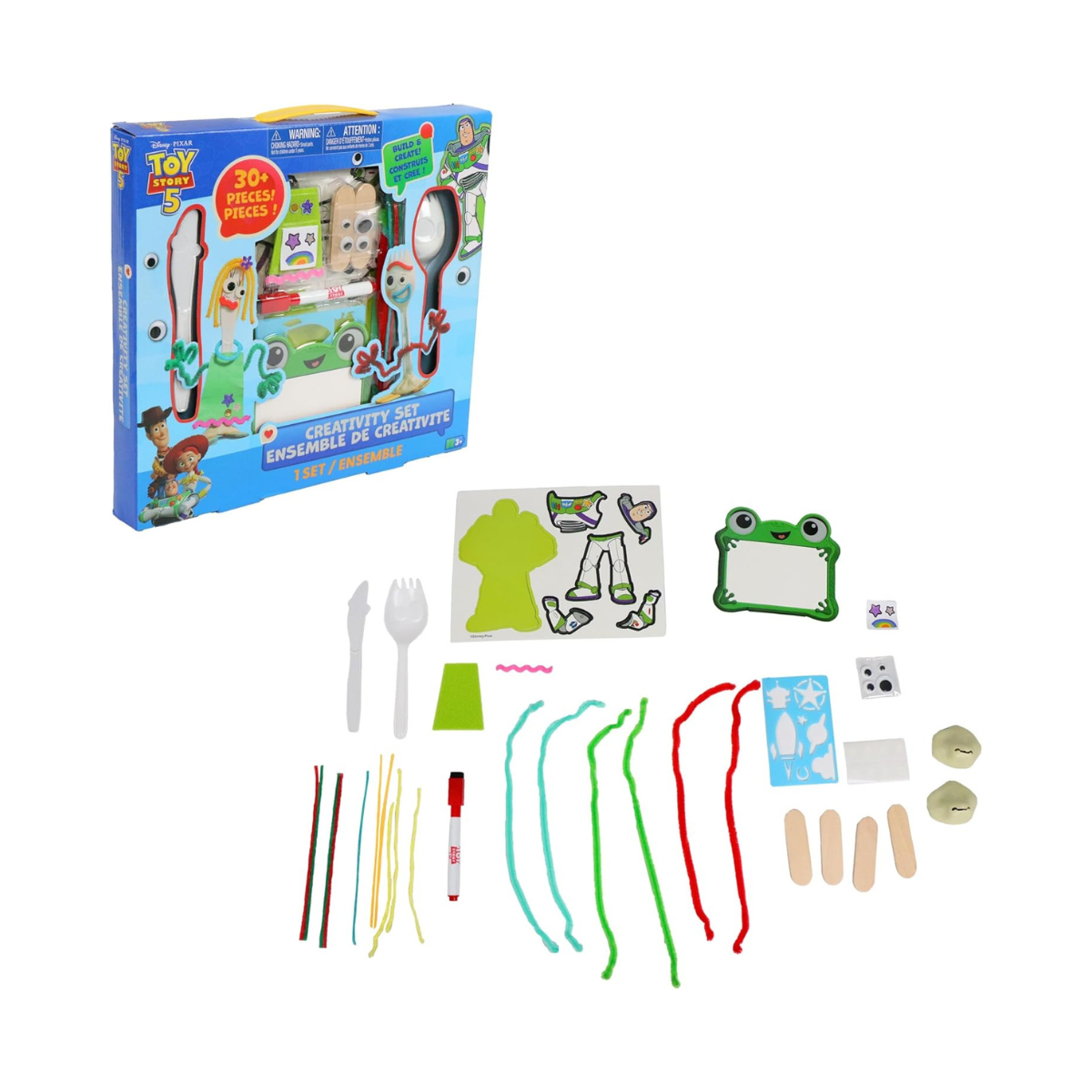 Disney Pixar Toy Story 5 Make Your Own Forky and Karen Craft Kit for Kids, 30+ Piece DIY Arts and Crafts Activity Set, Creative Character Building Toy Gift Ages 3+