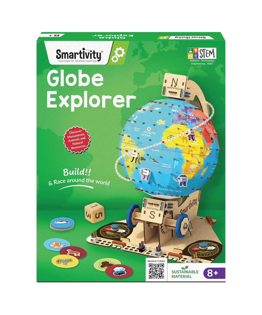 Smartivity Interactive Globe Model for Kids 8-14 Years Old | Build Your Own Globe with 1000+ Facts About Animals, Monuments, Places I Birthday Gift for Boys & Girls I Educational Toy for Kids