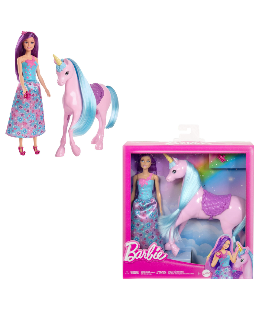 Barbie Mattel Doll & Unicorn Fantasy Playset – Magical Adventure Toy