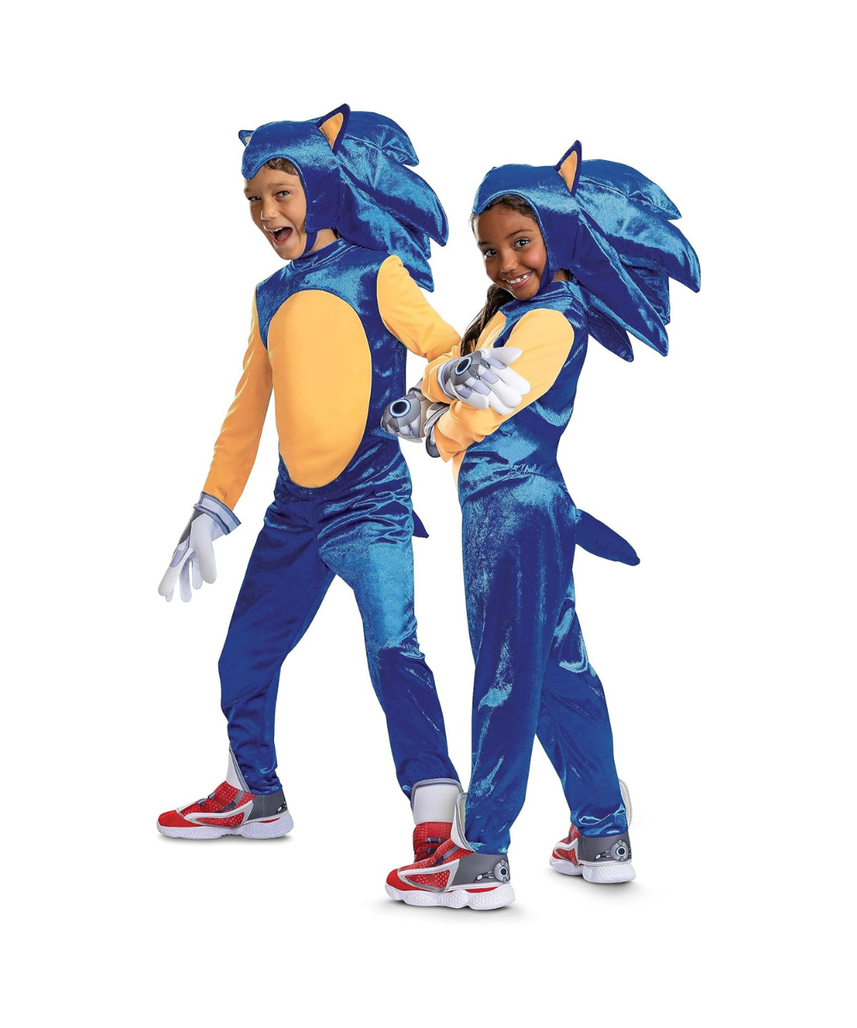 Disguise Deluxe Sonic Costume for Kids, Official Sonic Prime Costume and Headpiece, Size (10-12)