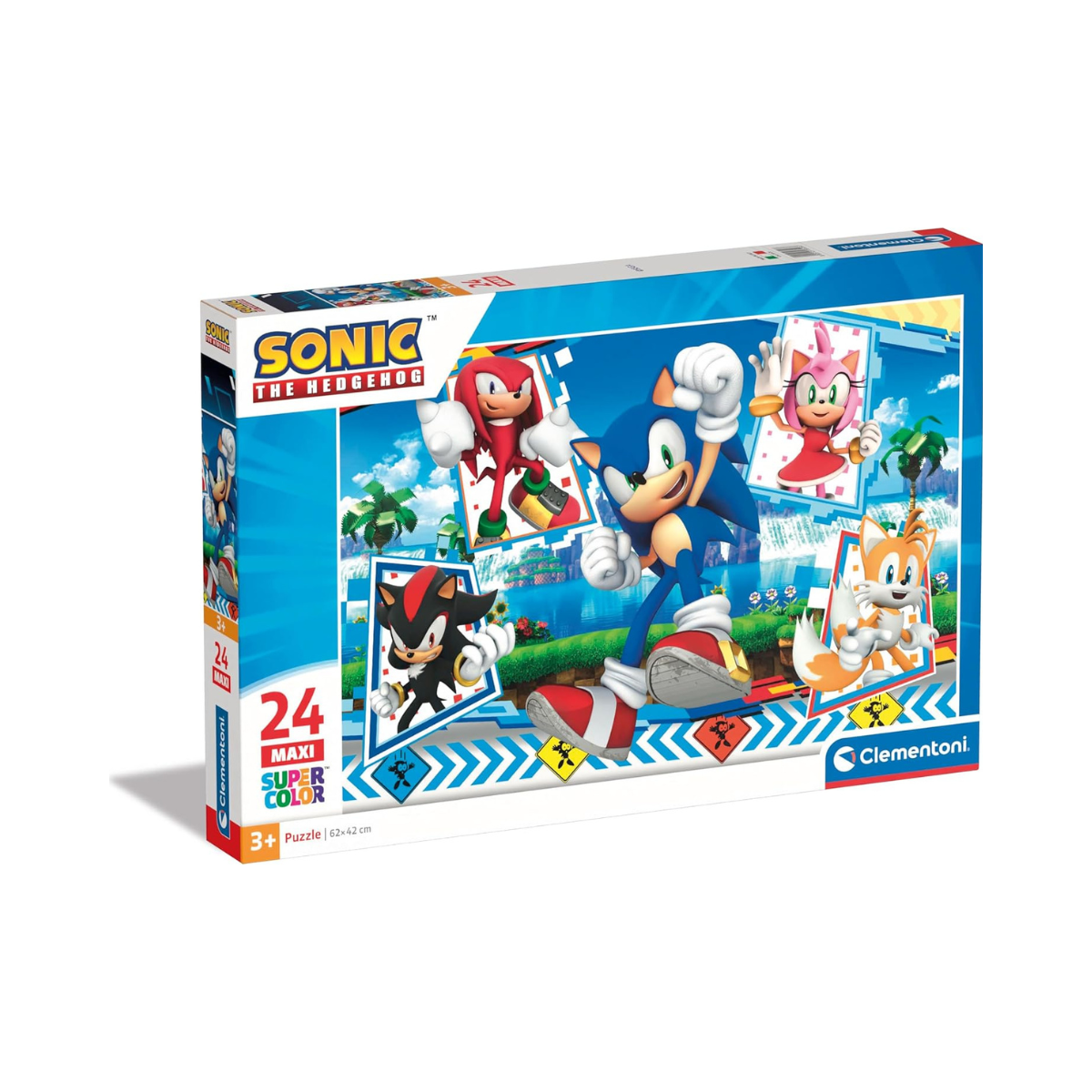 Clementoni 28526 Supercolor Sonic - 24 Maxi Pieces Children 3 Years Cartoon Puzzle, Made in Italy, Multi-Colour