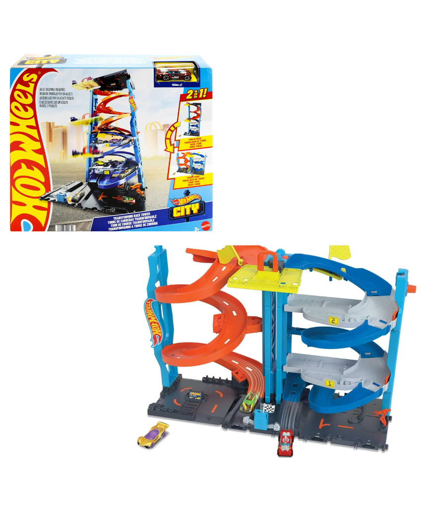 Hot Wheels City Transforming Race Tower Playset, Track Set with 1 Toy Car