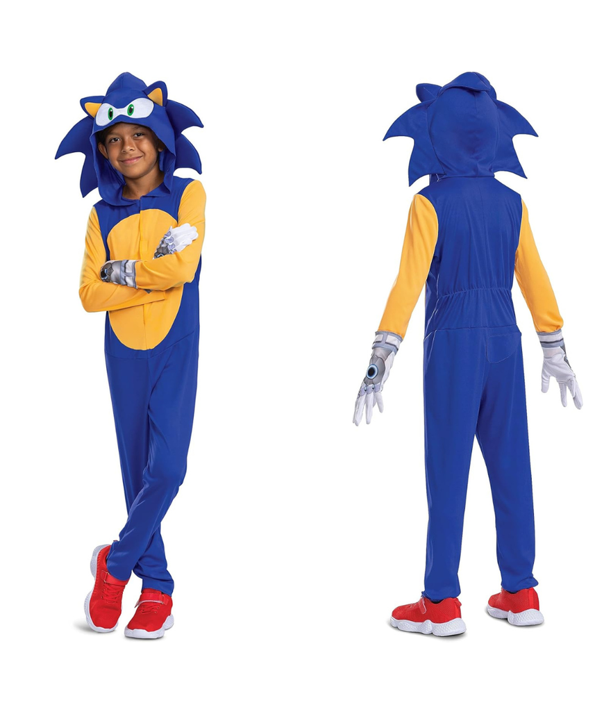 Disguise Sonic Costume for Kids, Official Sonic Prime Costume and Headpiece, Size (10-12)