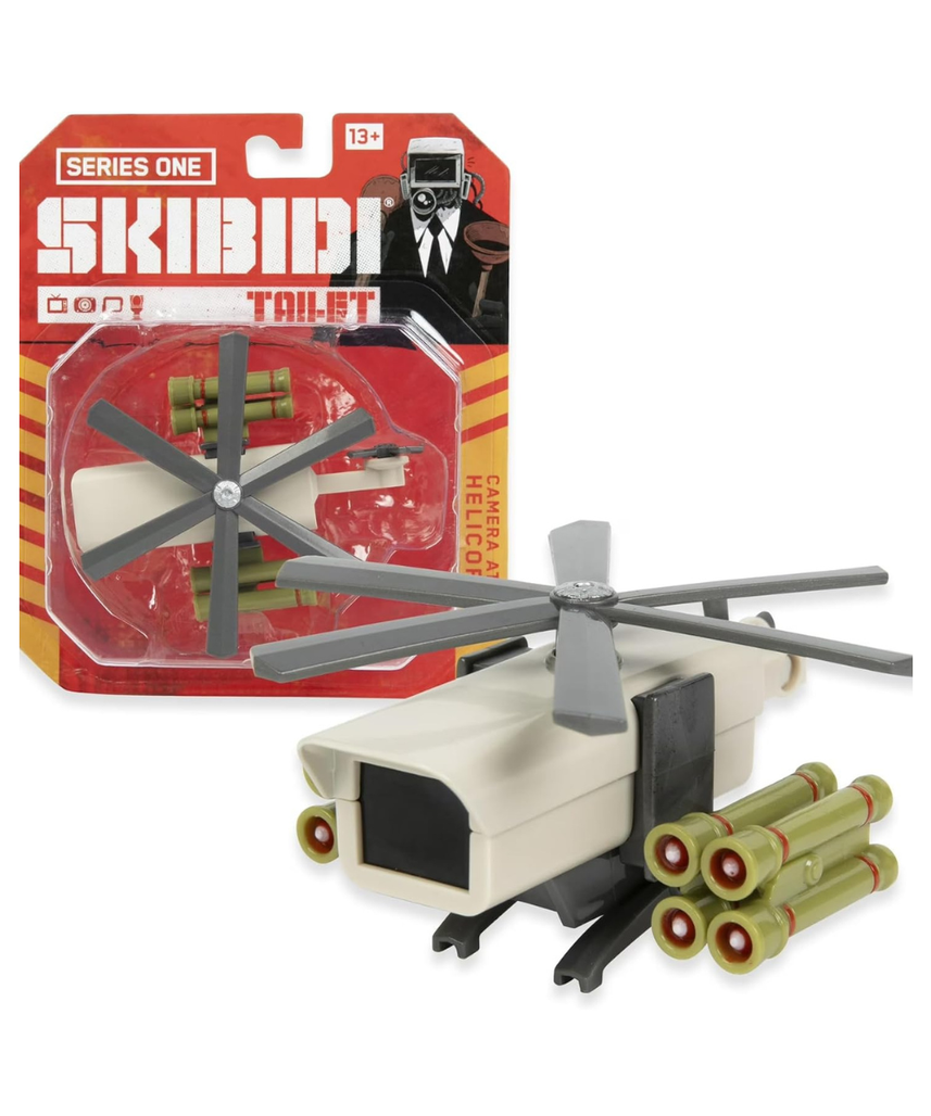 Skibidi Toilet, 1:64 Scale Diecast Collectible Action Figure & Vehicle Toy from Viral YouTube Series, Sci Fi Action Toy for Kids & Collectors, Suitable for Kids Ages 8+ (Camera Attack Helicopter)