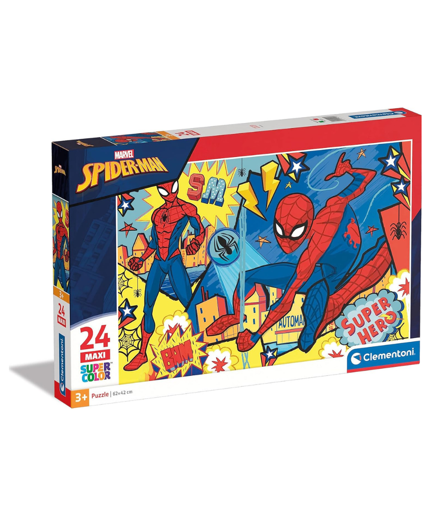 Clementoni 24216, Spider-Man Supercolor Maxi Puzzle for Children - 24 pieces, Ages 3 years Plus