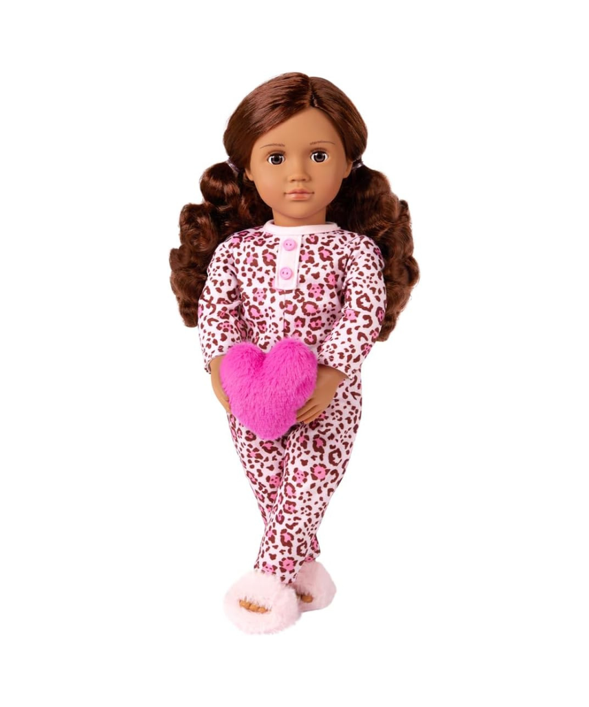 Our Generation Doll w/Leopard Pajama & Heart Pillow, Gracia | Premium Quality Toy for Kids