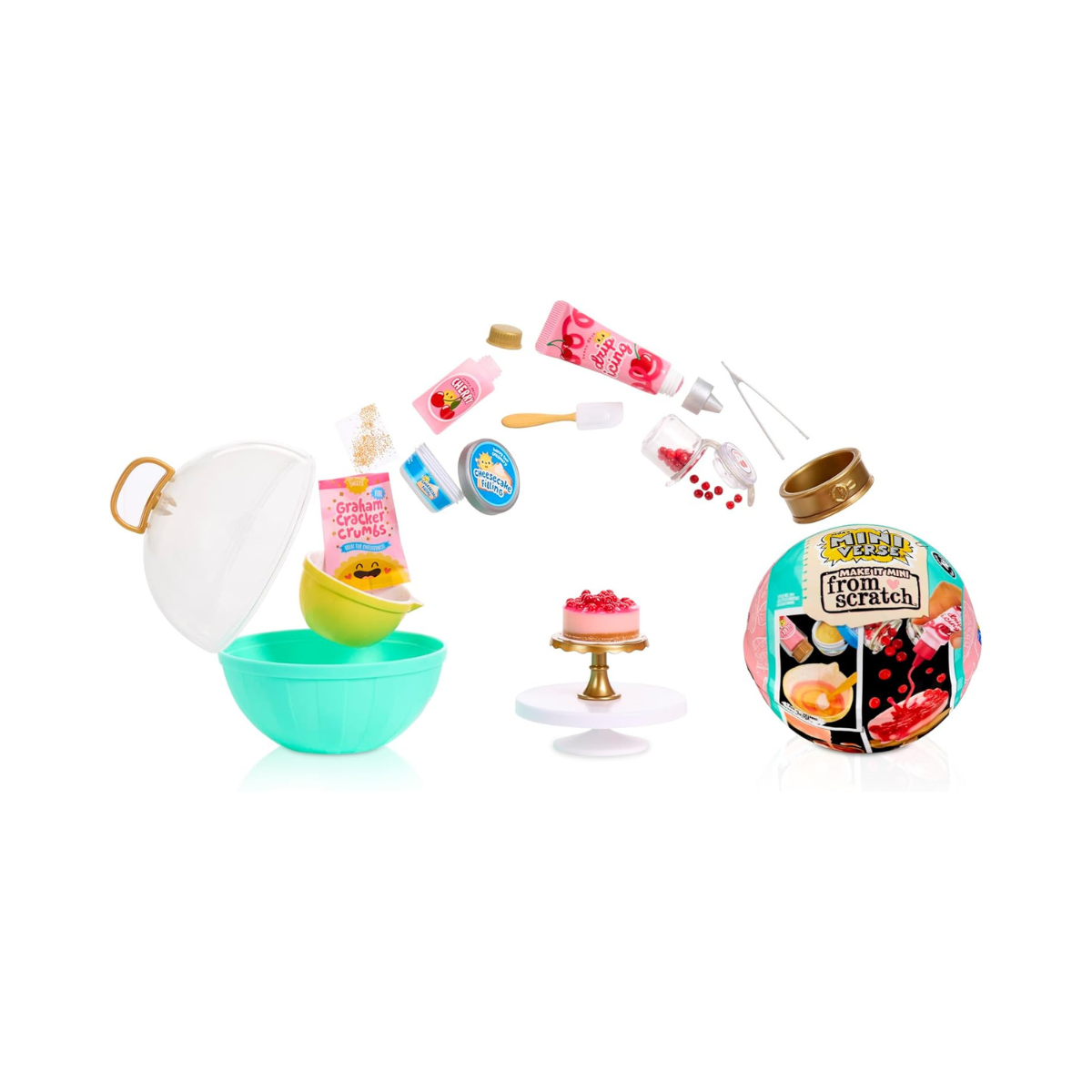 MGA’s Miniverse Make It Mini From Scratch Series 2, DIY Resin Baking Collectibles with Ingredients, Recipe Card, Accessories & Display, Cakes, Pasta, Bread, Cheesecake – 12 Styles- 546849