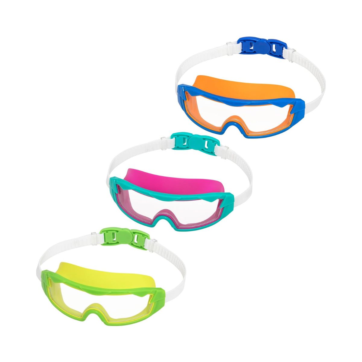 Bestway Tidal Surg Goggles, No Leakage, UV-protective, Clear Vision, Unisex Swimming Goggles, Soft, Comfort-fit, Silicone Eyecups For a Secure Fit, Assorted Colors Sold Separately