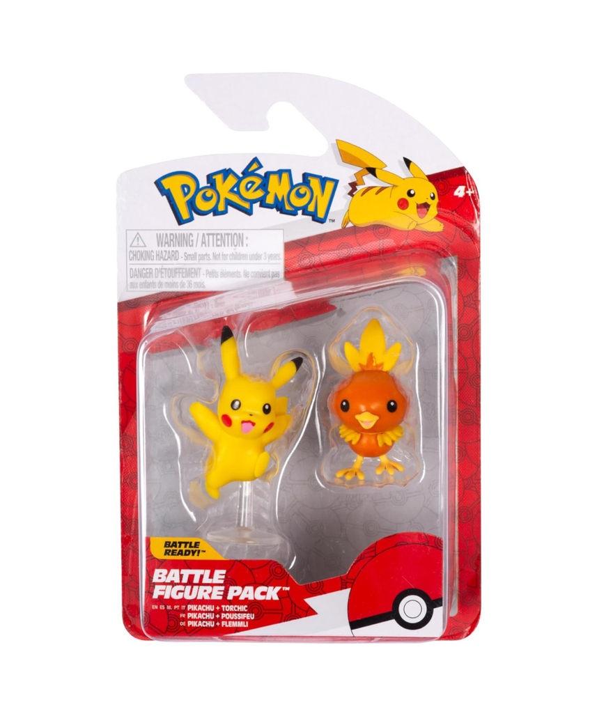 Pokemon Pikachu & Torchic Figures, Detailed Official Figures, Battle Ready, Action Figurines, Collectibles, Display Toys for Boys, Battle Figure