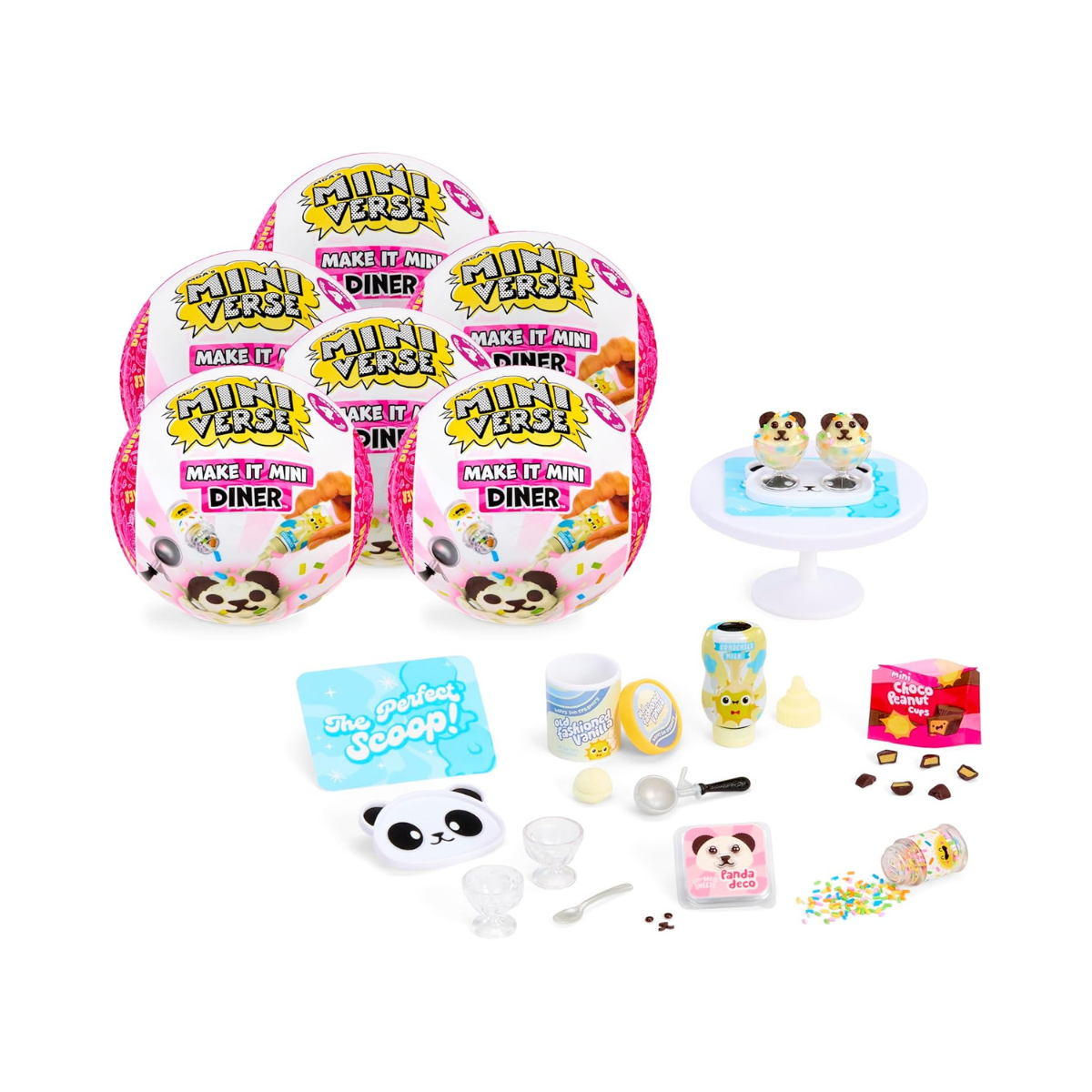 MGA’s Miniverse Make It Mini Foods Diner Series 4 Surprise, DIY Mini Resin Snack & Dessert Replicas with Ingredients, Recipe Card, Accessories, Table Display & Blind Packaging – 8 Styles- 546825