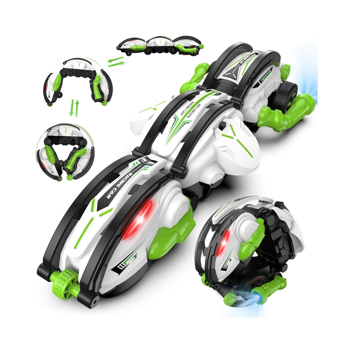 Crazon RC Stunt Car 360° Rolling Snake Car with LED Lights – Green