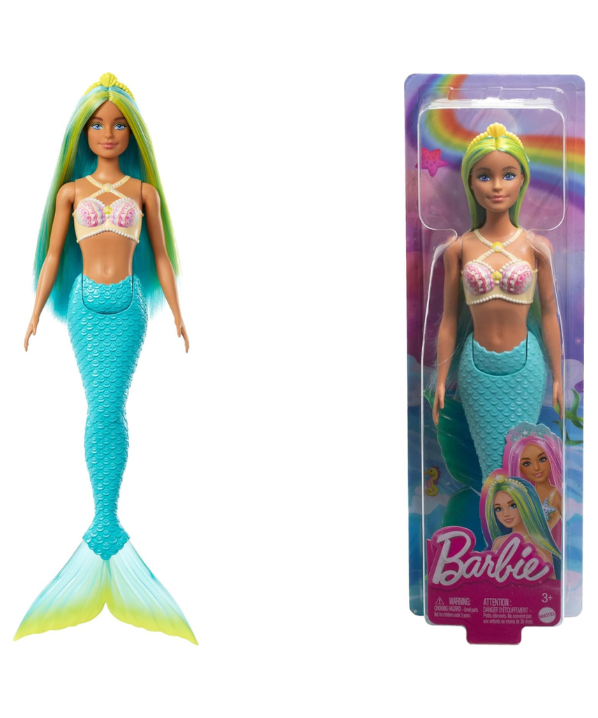 Barbie Mermaid Dolls with Colorful Hair, Tails and Headband Accessories