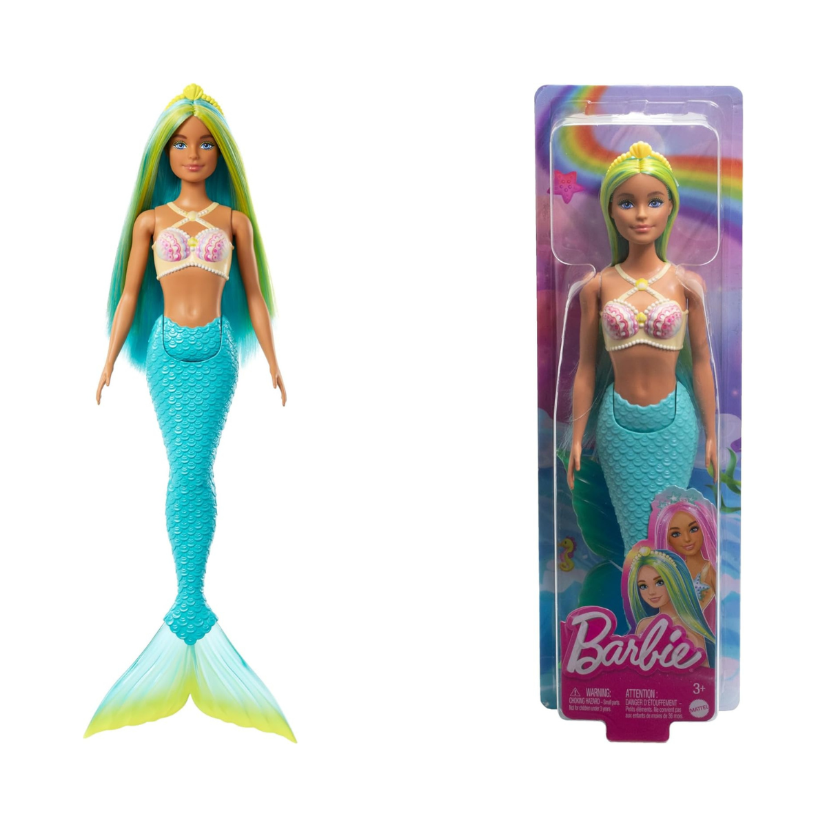 Barbie Mermaid Dolls with Colorful Hair, Tails and Headband Accessories