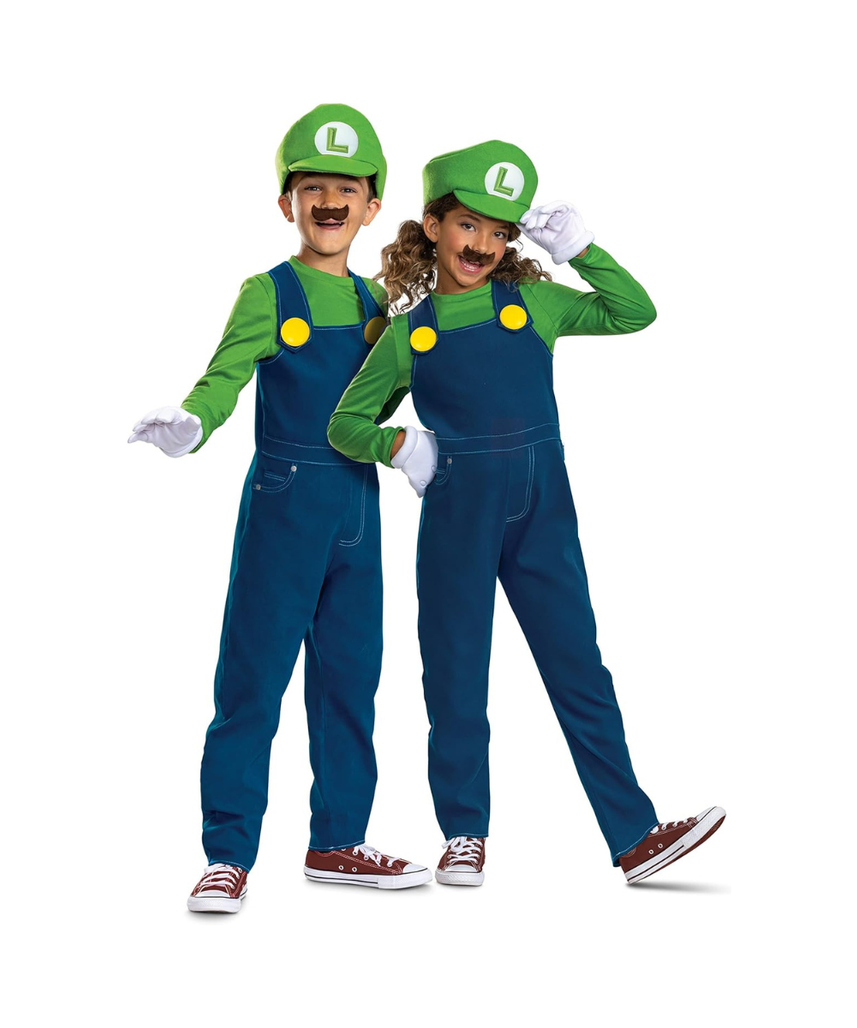 Disguise Luigi Costume for Kids, Official Super Mario Bros Costume and Accessories for Children, Size (4-6)