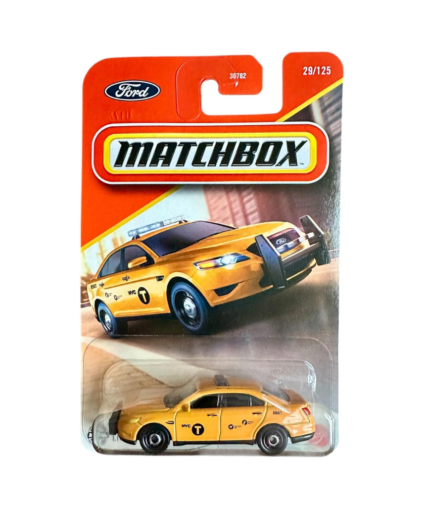 Matchbox Ford Police Interceptor [Yellow Taxi] 29/125, 1:64 Scale Diecast Toy Vehicle