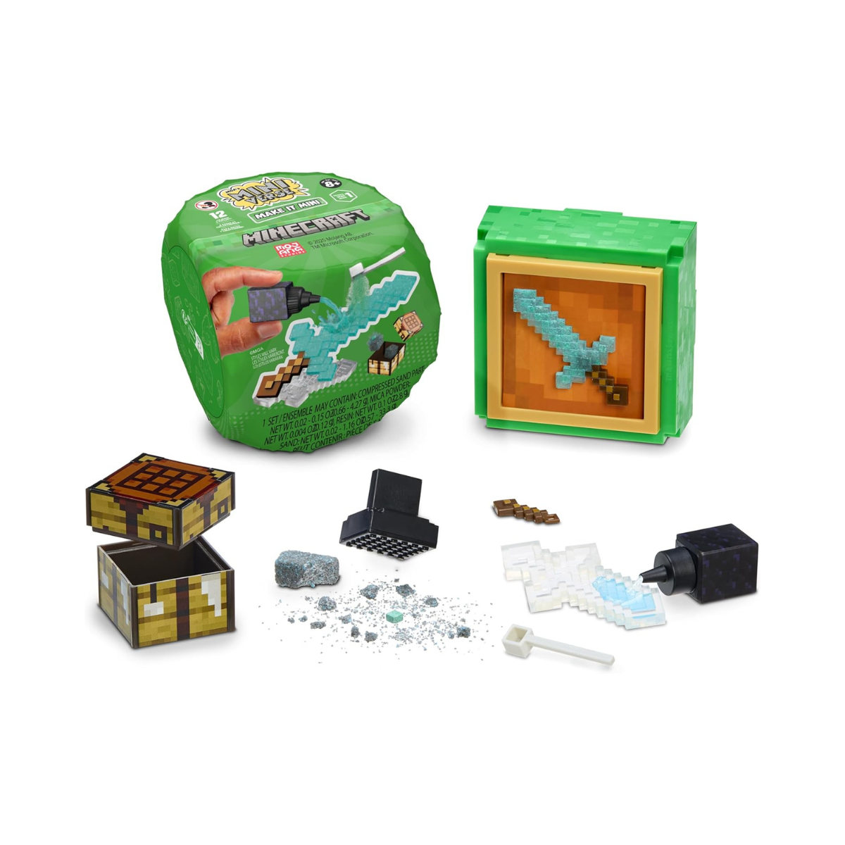 MGA Miniverse Make It Mini Minecraft Surprise Capsule Build Kit, Mini Minecraft Tools, Food & Weapons Collectibles with Resin Crafting, Display Capsule & Collector Guide, 12 to Find- (123958-SA)