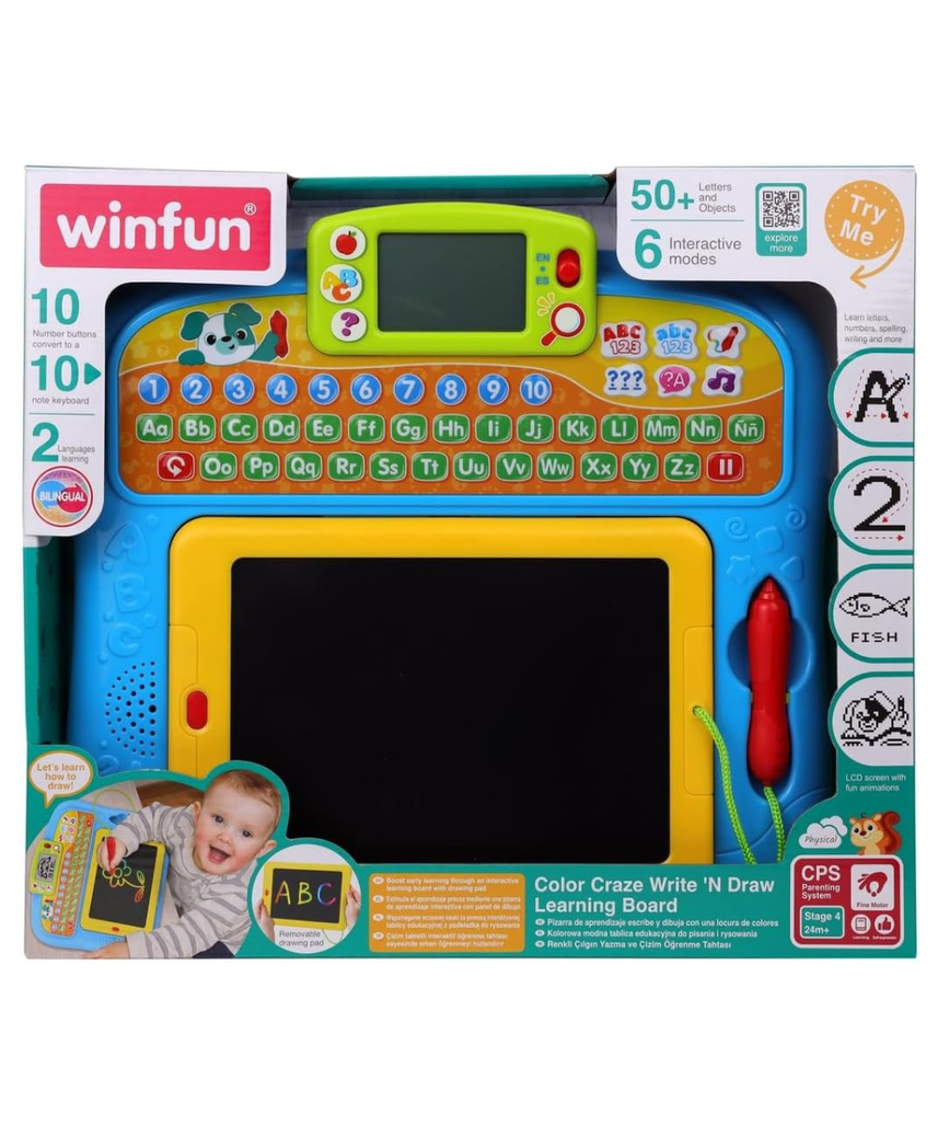 Winfun Color Craze Write ‘N Draw Learning Board 24M+ | Interactive Drawing & Writing Board for Toddlers | Educational Creative Learning Toy | Early Skills Development