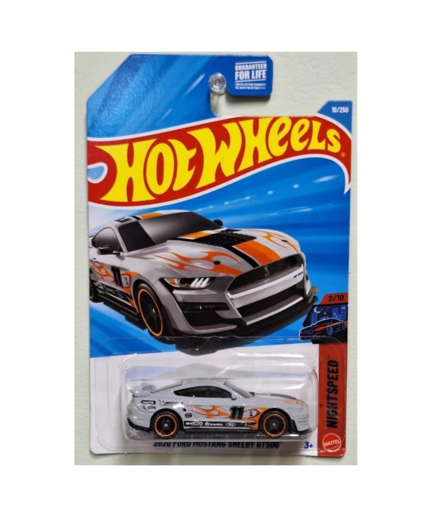 Hot Wheels 2020 Ford Mustang Shelby GT500 [Silver/Gray] Night Speed 2/10, 10/250, 1:64 Scale Diecast Toy Vehicle