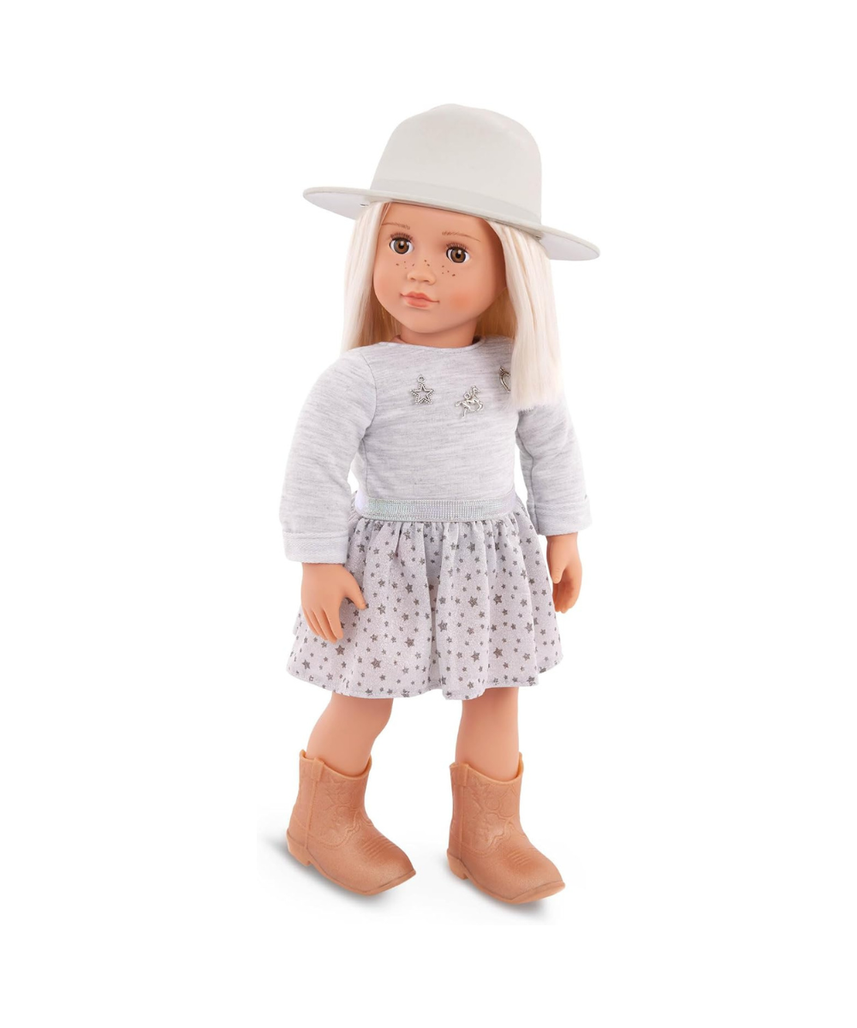 Our Generation Abigale Doll with Pleated Skirt and Hat, 18-Inch Size, Multicolor