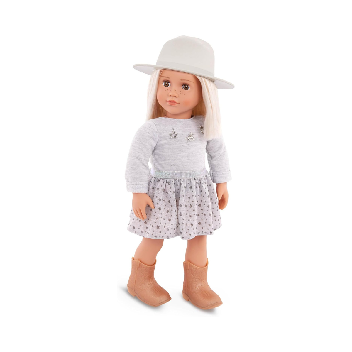Our Generation Abigale Doll with Pleated Skirt and Hat, 18-Inch Size, Multicolor