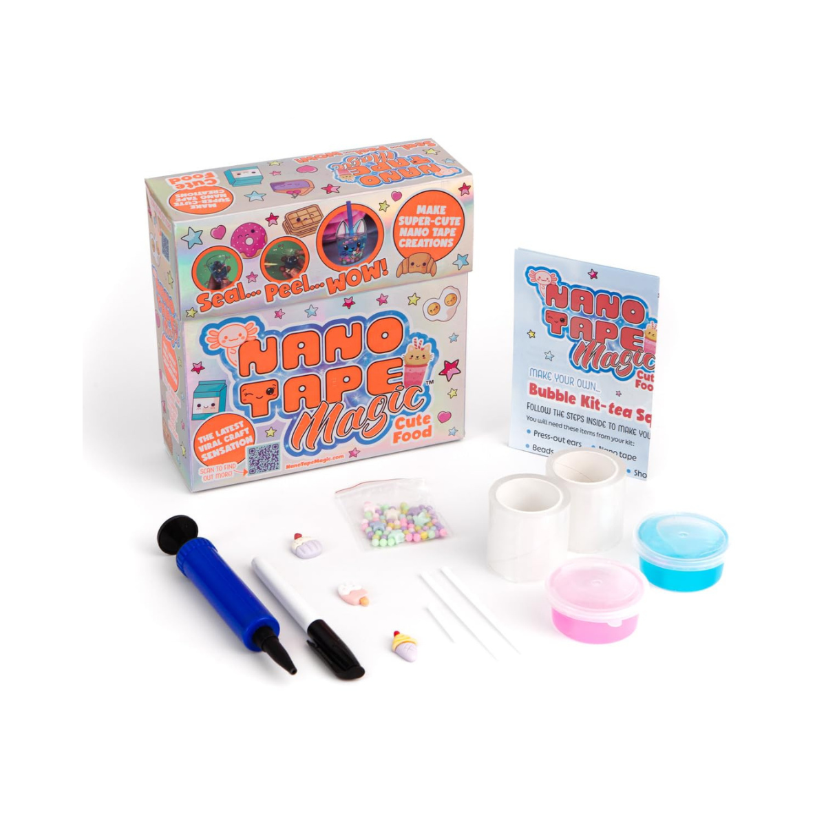 Nano Tape Magic Classic Kit Cute Food DIY Craft Set, Make Kawaii Squishies and Nano Tape Creations, Creative Arts & Crafts Kit for Kids, Ages 6+