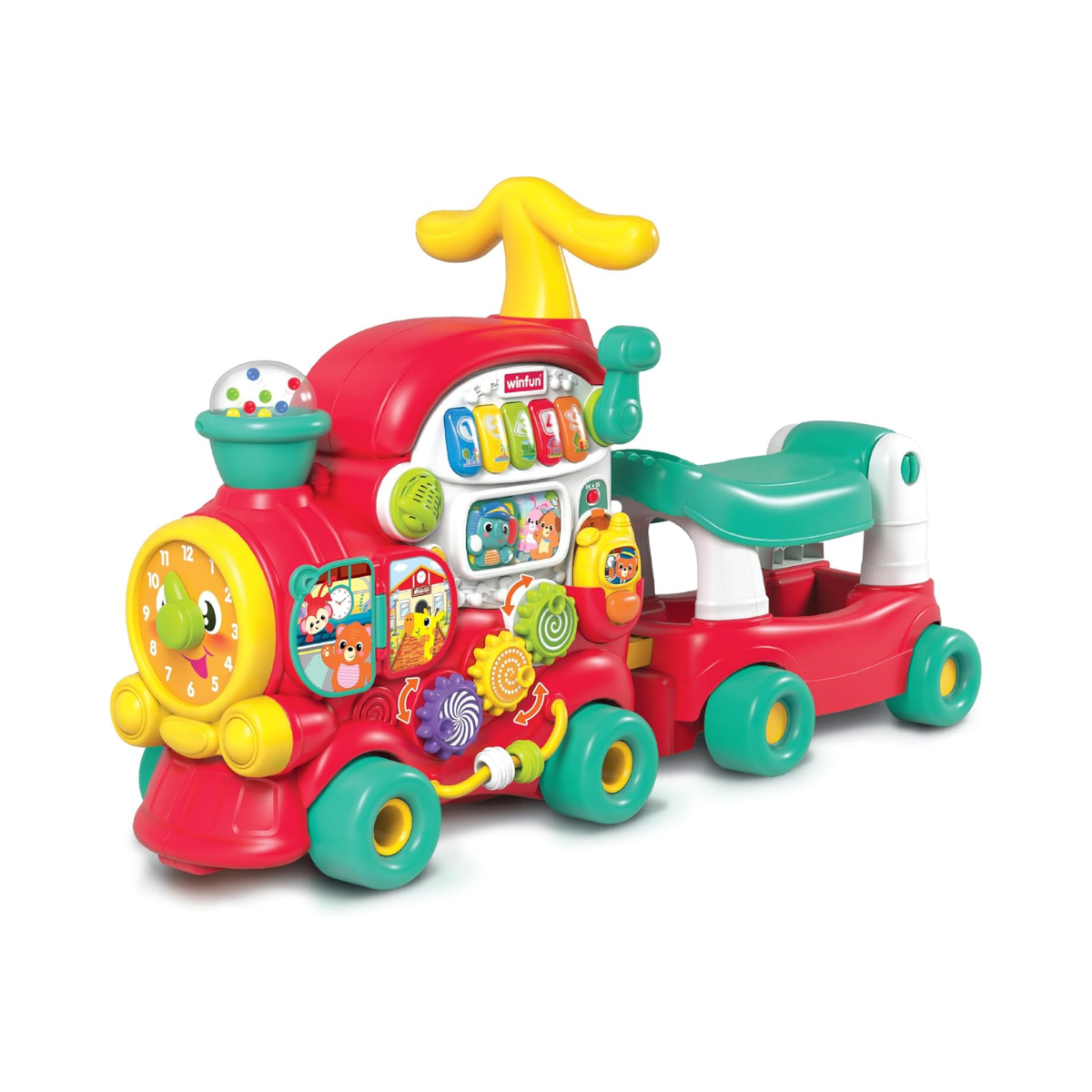 Winfun Adventure Walker Ride-On Train | 4-Stage Baby Walker, Ride-On & Pull Cart | Bilingual Learning Train with Lights, Sounds & Melodies for Toddlers 12M+