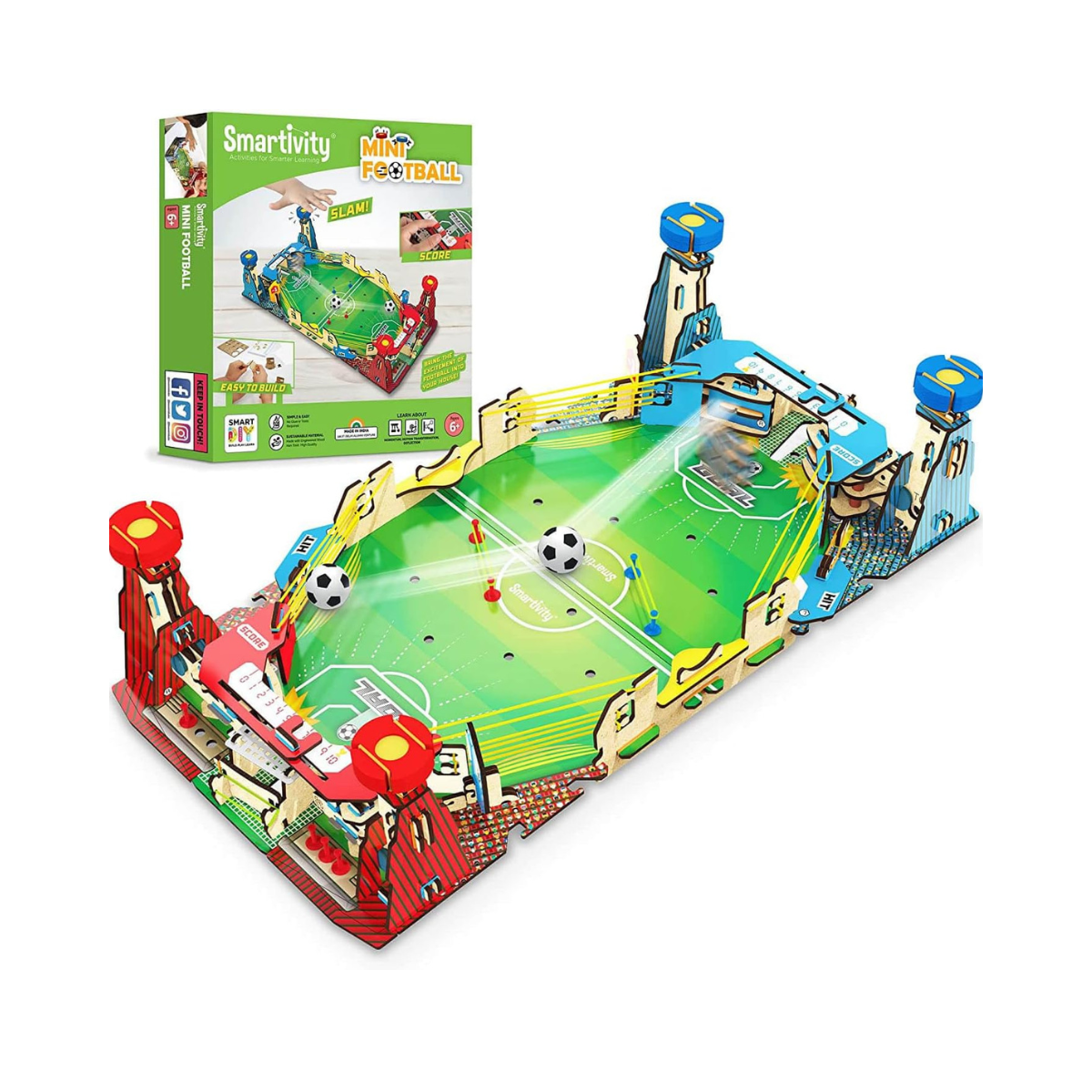 Smartivity DIY Mini Football, Soccer Table Stem Educational Fun Miniature Game Toys For Age 8 To 14, Toy For Boys & Girls 8-10-12-14, Science Toy, Educational Based Activity Game, Made In India