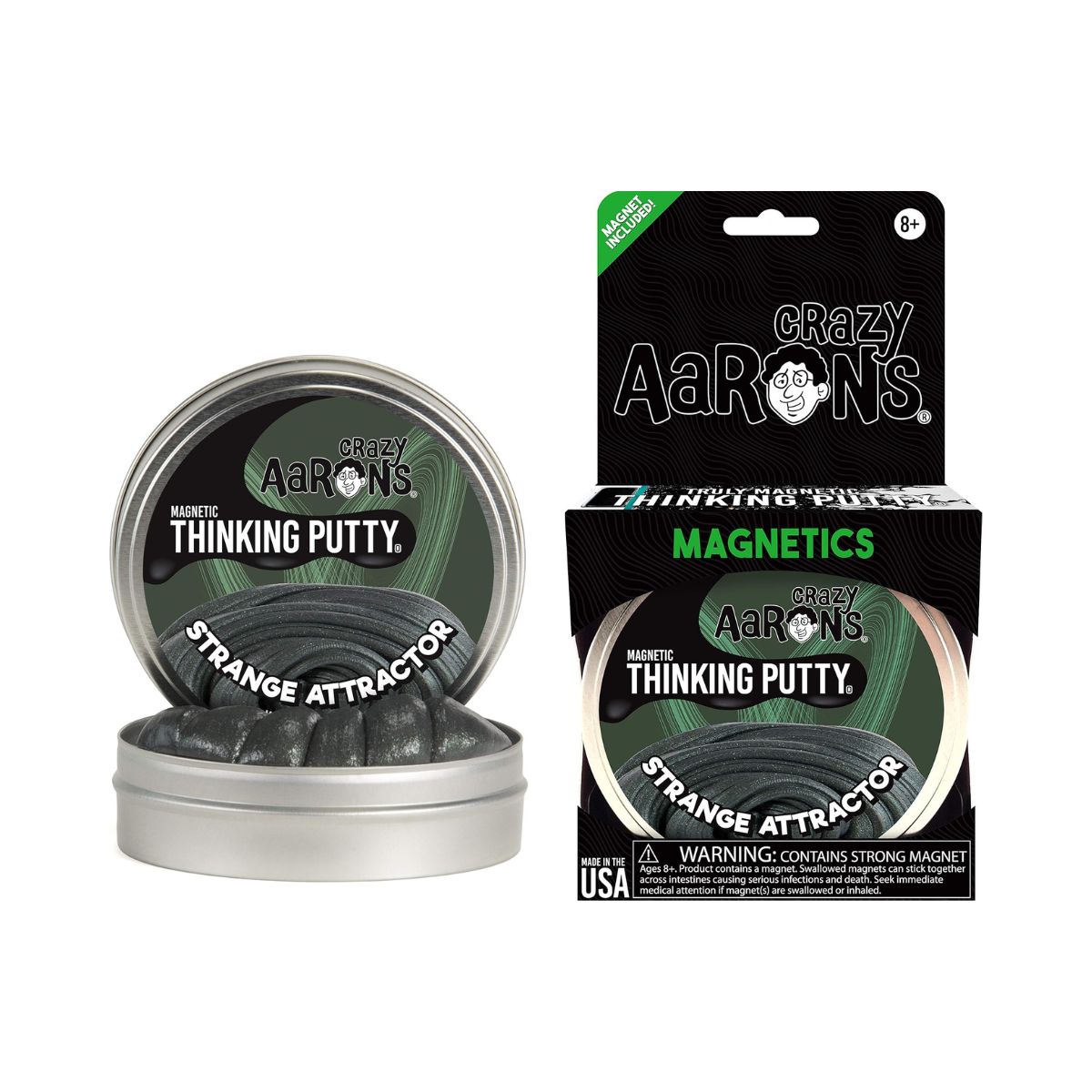 Crazy Aaron’s Strange Attractor Thinking Putty with Magnet, Magnetic Sensory Fidget Putty Toy in 4” Tin, Non-Toxic Soft Creative Play Putty for Kids & Adults Ages 3+